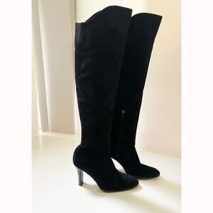 Moda Over The Knee Black Suede Boots, Size 6M